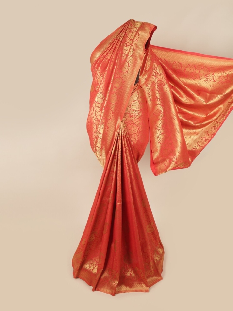 

Pothys Red & Gold-Toned Woven Design Zari Art Silk Banarasi Saree