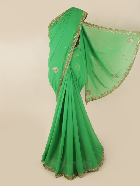 

Pothys Green Embroidered Georgette Saree