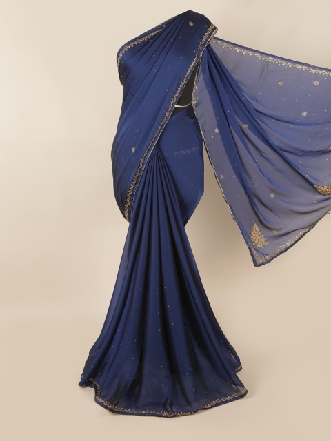 

Pothys Women Blue Poly Georgette Saree