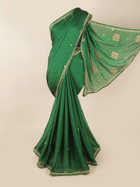 

Pothys Green & Gold-Toned Embellished Saree