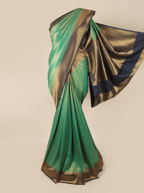 

Pothys Green & Gold-Toned Ethnic Motifs Zari Art Silk Banarasi Saree