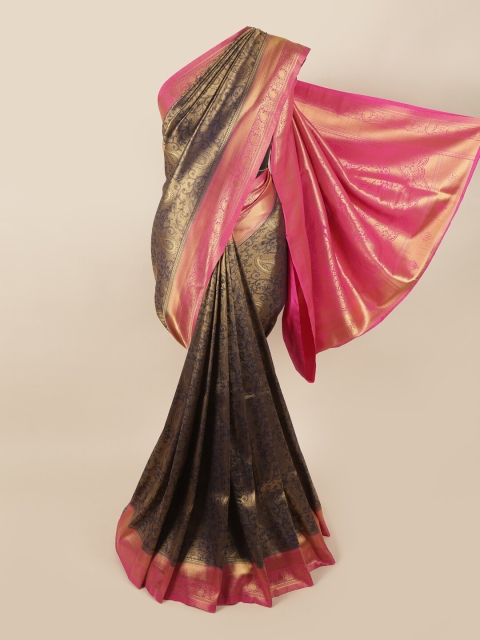 

Pothys Navy Blue & Pink Paisley Zari Art Silk Banarasi Saree