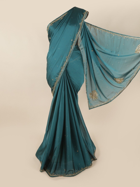 

Pothys Green Embroidered Georgette Saree
