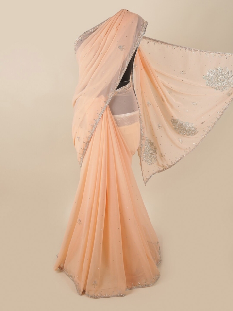 

Pothys Women Peach Poly Georgette Saree