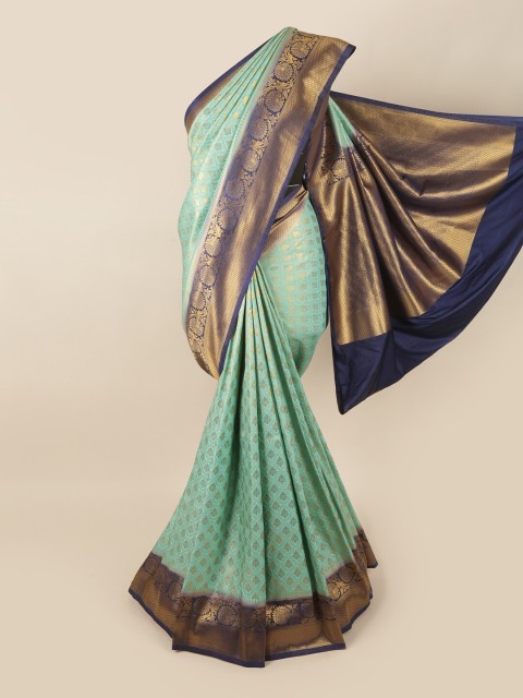

Pothys Blue & Gold-Toned Woven Design Zari Art Silk Banarasi Saree