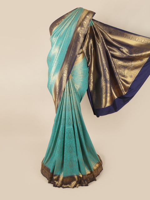 

Pothys Blue & Gold-Toned Woven Design Zari Art Silk Banarasi Saree