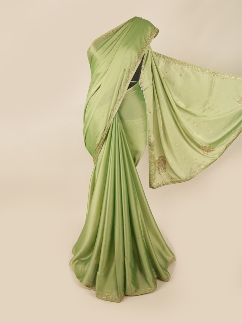 

Pothys Green & Gold Embellished Beads and Stones Saree