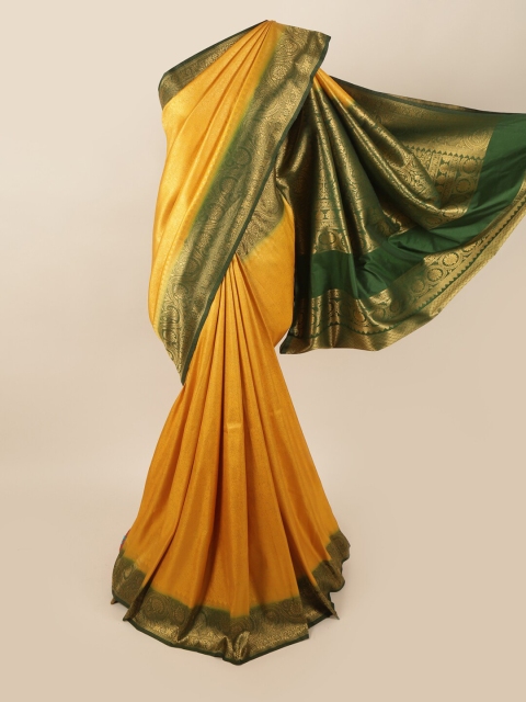 

Pothys Yellow & Green Woven Design Banarasi Saree
