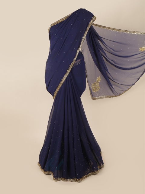

Pothys Blue & Gold-Coloured Beads and Stones Saree
