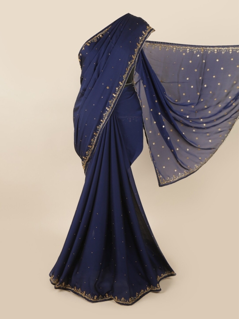 

Pothys Women Blue Poly Georgette Saree