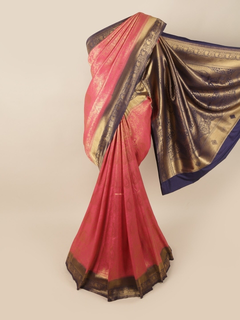 

Pothys Pink & Navy Blue Woven Design Zari Art Silk Banarasi Saree