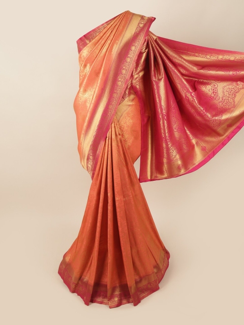 

Pothys Peach-Coloured & Pink Ethnic Motifs Zari Art Silk Banarasi Saree