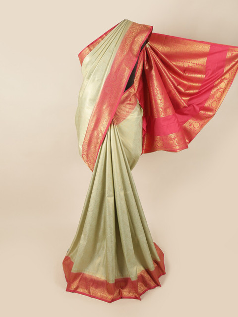 

Pothys Green & Gold Ethnic Motifs Zari Art Silk Banarasi Saree