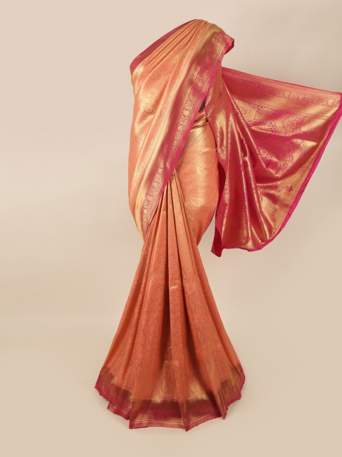 

Pothys Peach-Coloured & Pink Woven Design Zari Art Silk Banarasi Saree