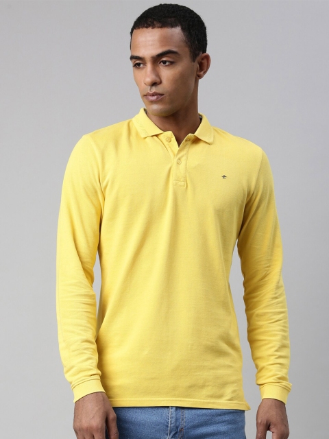

Breakbounce Men Yellow Solid Polo Collar T-shirt