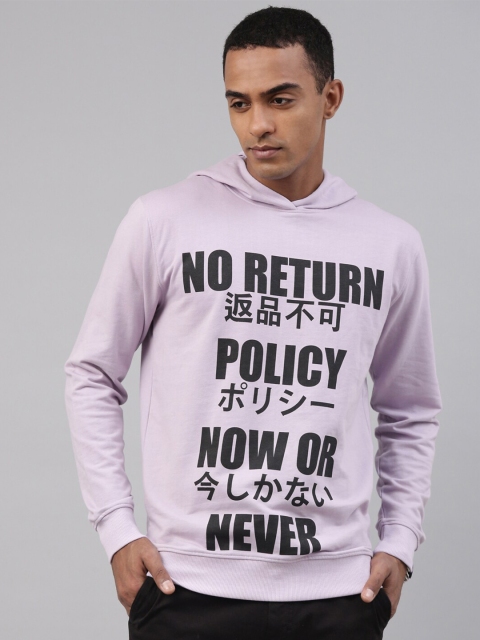 

Breakbounce Men Purple Printed Hooded Sweatshirt