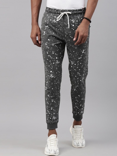 

Breakbounce Men Grey & White Splatter Printed Joggers