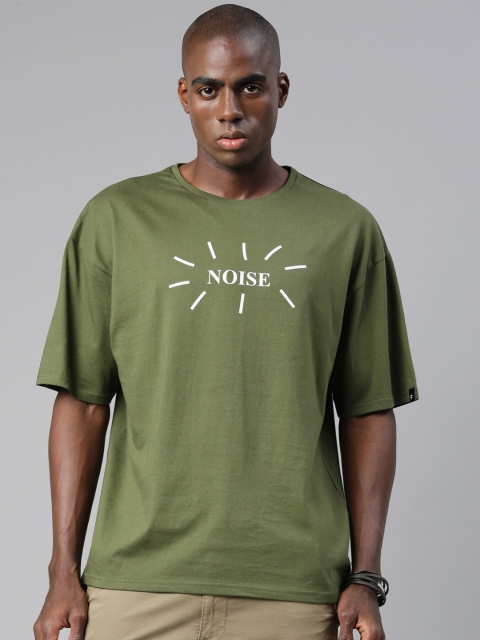 

Breakbounce Men Olive Green Typography Printed Boxy T-shirt
