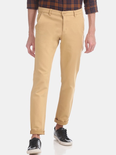 

Ruggers Men Beige Textured Slim Fit Trousers