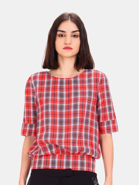 

Cherokee Women Red Checked Regular Top