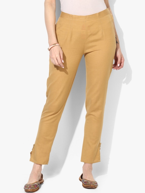 

Varkha Fashion Women Beige Chambray Trousers