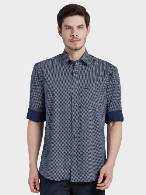 

ColorPlus Men Blue & White Tailored Fit Opaque Printed Cotton Casual Shirt