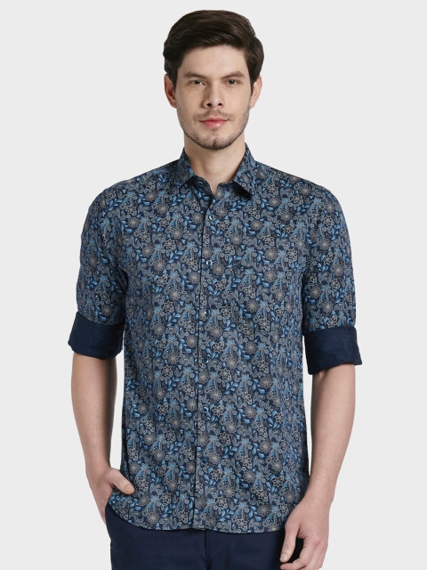 

ColorPlus Men Blue Tailored Fit Floral Opaque Printed Casual Shirt