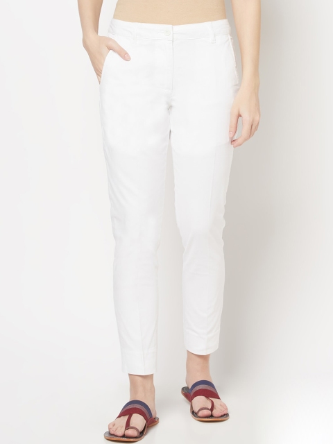 

Fabindia Women White Cigerette Trousers