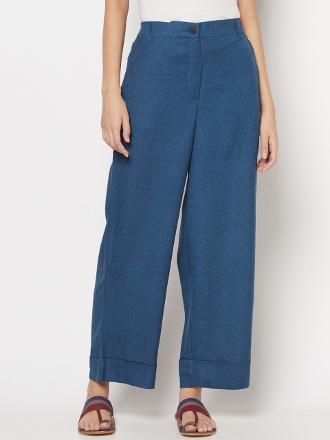 

Fabindia Women Blue Parallel Trousers