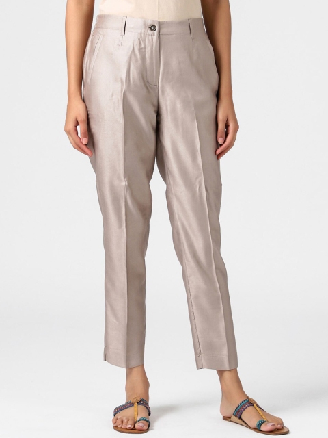 

Fabindia Women Grey Slim Fit Trousers