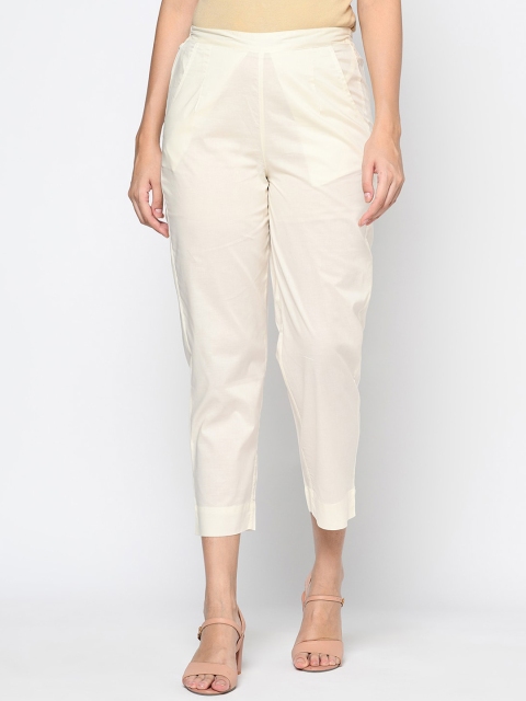 

Fabindia Women White Cigerette Trousers