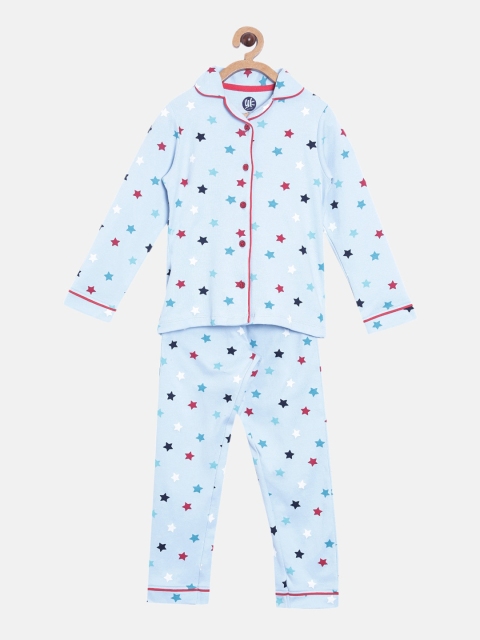 

YK Girls Blue & Pink Printed Night suit
