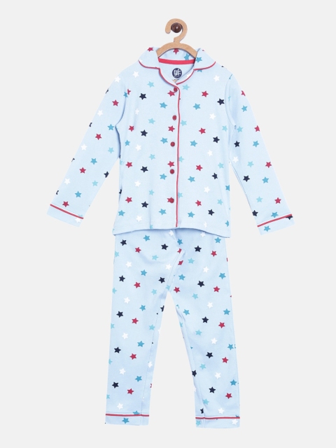 

YK Girls Blue & Pink Printed Night suit