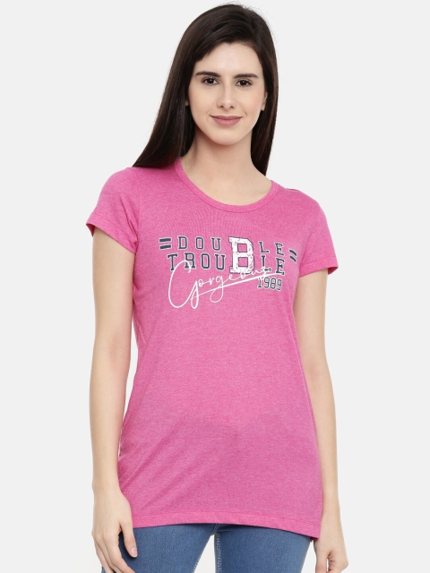 

Bitz Women Purple Typography Printed Longline T-shirt