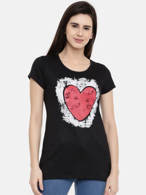 

Bitz Women Black Printed Longline T-shirt