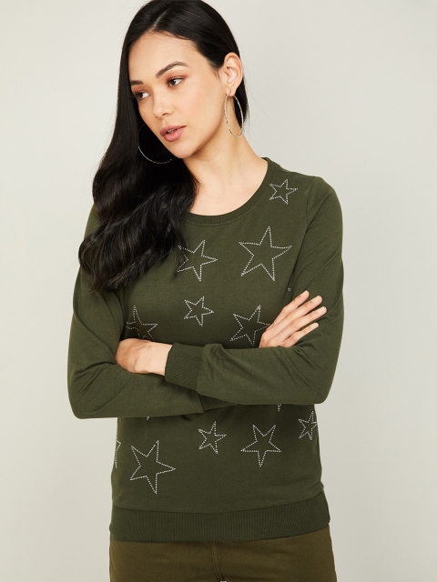 

Fame Forever by Lifestyle Women Olive Green Printed Sweatshirt
