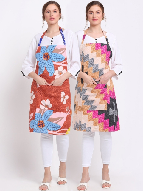 

TAG 7 Pack Of 2 Printed Aprons & Napkins, Pink