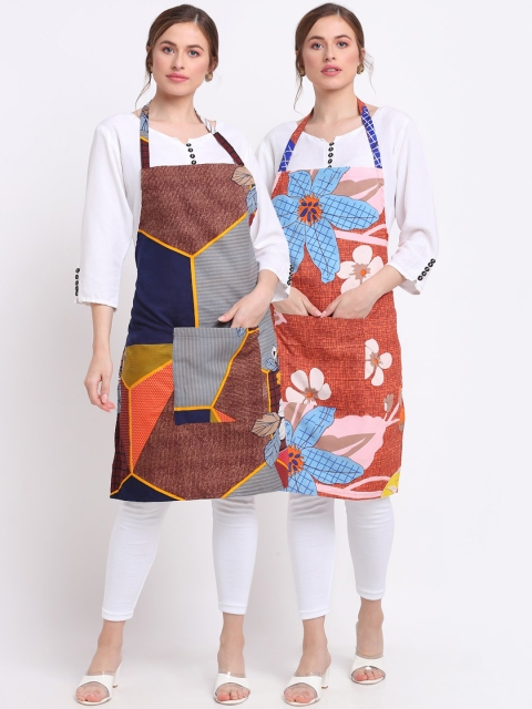 

TAG 7 Pack Of 2 Printed Aprons With Napkins, Rust