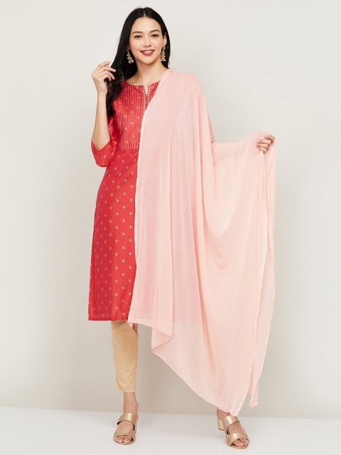 

Melange by Lifestyle Pink Nylon Dupatta