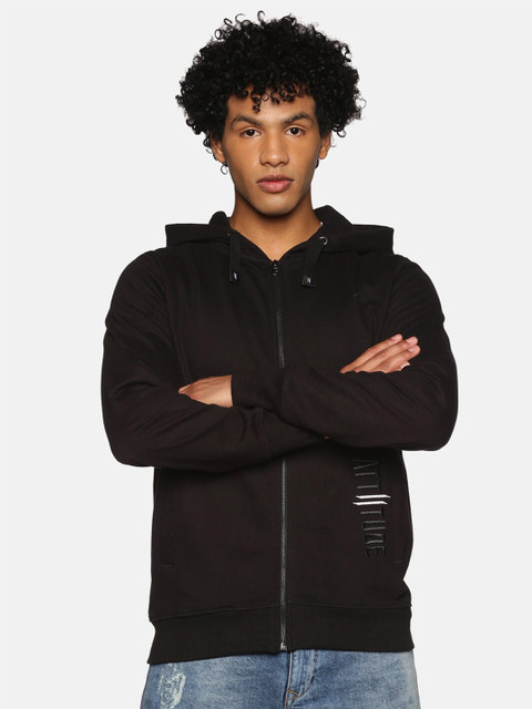 

ATTIITUDE Men Black Hooded Sweatshirt