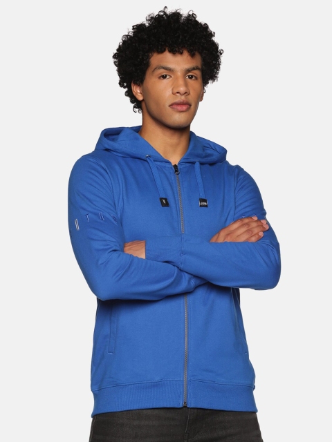 

ATTIITUDE Men Blue Pure Cotton Hooded Sweatshirt