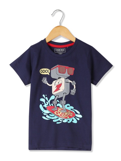 

Cherokee Boys Blue Printed Applique T-shirt