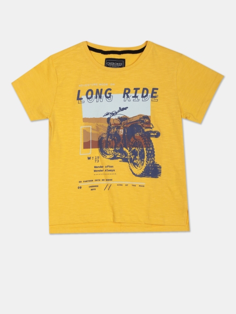 

Cherokee Boys Yellow Graphic Printed T-shirt