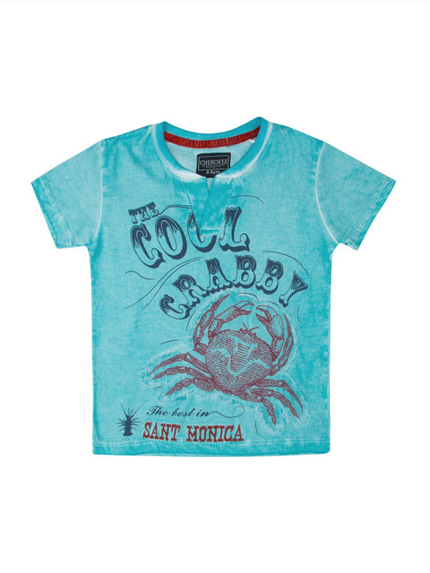 

Cherokee Boys Blue & Red Printed Pure Cotton T-shirt