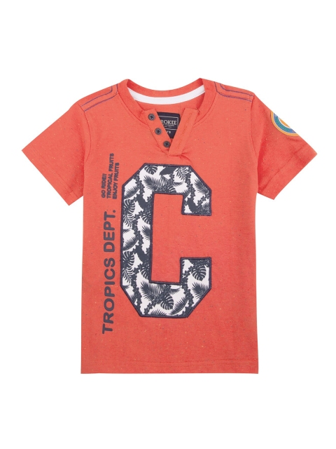 

Cherokee Boys Red Camouflage Printed V-Neck Applique T-shirt