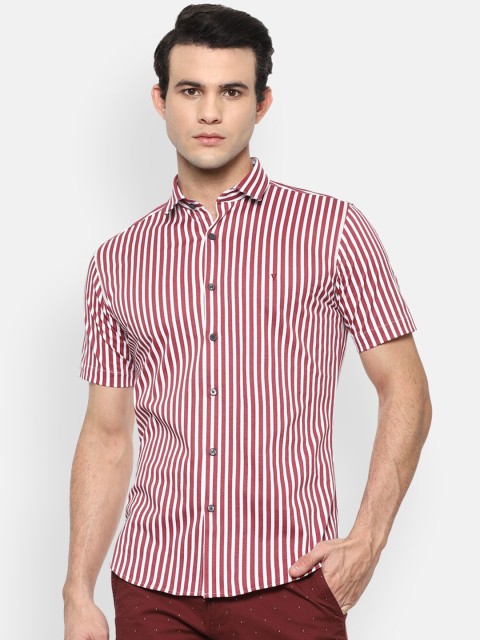 

Van Heusen Sport Men Maroon Pure Cotton Slim Fit Striped Casual Shirt