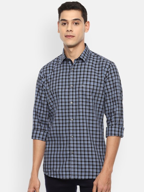 

Van Heusen Sport Men Pure Cotton Navy Blue Checked Casual Shirt
