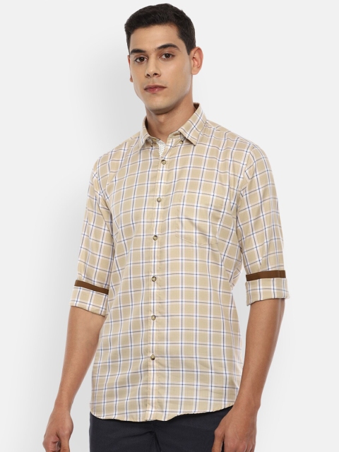 

Van Heusen Sport Men Pure Cotton Beige Buffalo Checks Casual Shirt