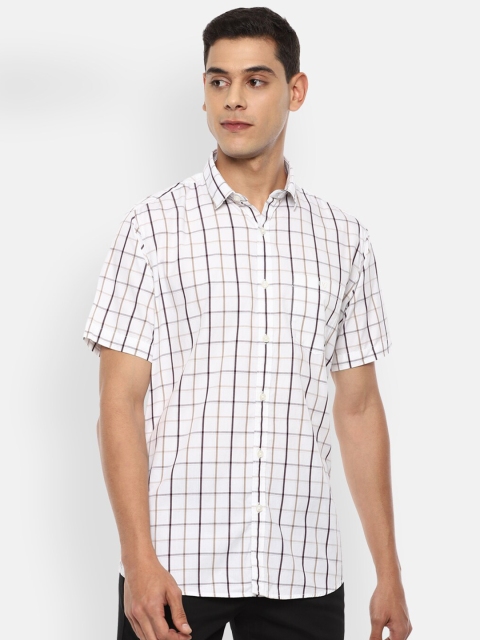 

Van Heusen Sport Men White Pure Cotton Windowpane Checks Casual Shirt