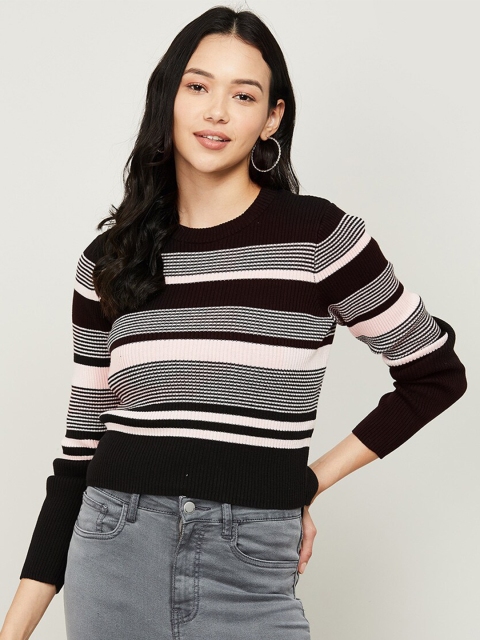 

Ginger by Lifestyle Black Striped Regular Crop Top